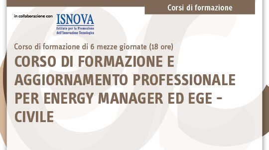 Immagine Corso online per Energy Manager ed EGE Civile | Euroconference